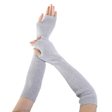 Load image into Gallery viewer, Solid Color Fine Yarn Soft Fashionable Warm Open Finger Cashmere Half Finger Arm Sleeve Gloves