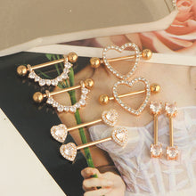 Load image into Gallery viewer, Stainless Steel Zircon 4 Pairs Nipple Ring Sets Diamond-Embedded Adhesive Nail Milk Ornament