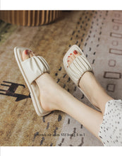 Load image into Gallery viewer, Women's Candy Personalized Pleated Flat All-Matching Outer Wear Soft Bottom Slippers