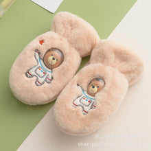 Load image into Gallery viewer, Winter New Children's Rex Rabbit Fur Cute Cartoon Three-Dimensional Space Bear Mittens Fleece-Lined Thickened Gloves