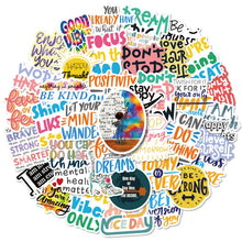 Load image into Gallery viewer, 50PCs Text Stickers Slogan Hand Account Collage Material Decoration Stickers