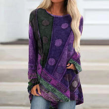 Load image into Gallery viewer, Women's Autumn and Winter Ethnic Style Retro Loose Long Sleeve plus Size Fashion T-shirt