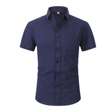 Load image into Gallery viewer, Solid Color Business Imitation Linen Cotton Solid Color Men's Short Sleeve