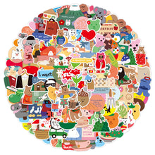 Load image into Gallery viewer, 50PCs Cute Korean Bear Graffiti Stickers Luggage Water Cup Skateboard Storage Box Waterproof Stickers