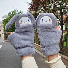 Load image into Gallery viewer, Student Writing Double-Layer Thick Warm Half Open Finger Flip Gloves for Women Autumn and Winter
