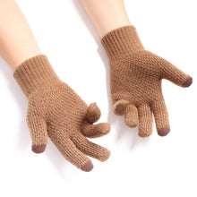Load image into Gallery viewer, Warm Finger Riding Gloves Men's Solid Color with Fur Thickened Knitted Touch-Screen Gloves