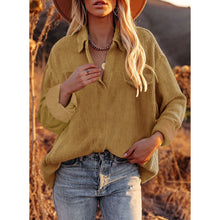 Load image into Gallery viewer, Women's Corduroy Polo Collar Top Pullover Loose Solid Color Shirt Coat