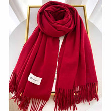 Load image into Gallery viewer, 2023autumn and Winter Cashmere Scarf Texture Solid Color Tassel Warm Long Wrap All-Matching Thickened Couple Scarf