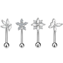 Load image into Gallery viewer, Stainless Steel Rod Slightly More than Inlaid Zircon Eyebrow Ring Arc Earrings Eyebrow Ring Eyebrow Ornaments