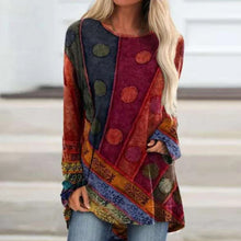 Load image into Gallery viewer, Women's Autumn and Winter Ethnic Style Retro Loose Long Sleeve plus Size Fashion T-shirt