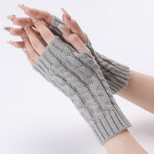 Load image into Gallery viewer, Autumn and Winter 8 Words Hemp Pattern Short Open Finger Knitting Wool Gloves Men's and Women's Knitted Warm Half Finger Arm Sleeve