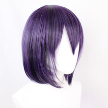 Load image into Gallery viewer, Profoundly Mad Gambler Cos Wig Shengzhimo Student Union Inner Buckle Rinka Haircut Black Purple Short Anime Wig