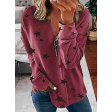 Load image into Gallery viewer, Women's All-Match XINGX Printed Long-Sleeved Zipper Pullover Sweater