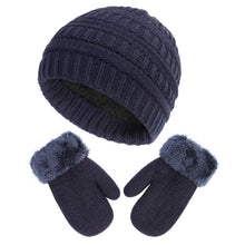 Load image into Gallery viewer, New Children's Hat Gloves Set Boys and Girls Knitted Hat Fleece-Lined Knitting Glove Bag Set 2-Piece Set