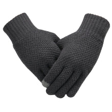 Load image into Gallery viewer, Warm Finger Riding Gloves Men's Solid Color with Fur Thickened Knitted Touch-Screen Gloves