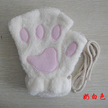 Load image into Gallery viewer, Women's Autumn and Winter Korean-Style Cute Girls' Open Finger Thickened Warm Hand-Shaped Brush Plush Half Finger Gloves