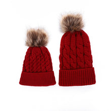 Load image into Gallery viewer, Children 'S Parent-Child Suit Autumn And Winter Ball Twist Woolen Cap Knitted Hat Fashionable Warm Woolen Cap