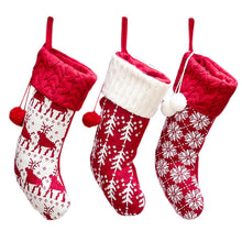 Load image into Gallery viewer, Christmas Decorations Knitted Christmas Stockings Woolen Yarn Socks Red and White Elk Gift Bag Children Gift Bag