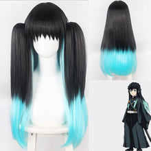 Load image into Gallery viewer, Kimetsu No Yaiba Cos Wig Nezuko Fugang Yiyong Time Transparent No Ichiro Charcoal Zhi Shu Chestnut Flower Fall Chanel