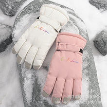Load image into Gallery viewer, Women's Five-Finger Ski Touch Screen Gloves Fashion English Wind and Skid Fleece Lined Padded Warm Keeping