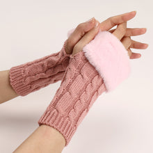 Load image into Gallery viewer, Knitted Flip-up Short Female Couple Arm Sleeve Half Finger Open Finger Wool Keep Warm Gloves