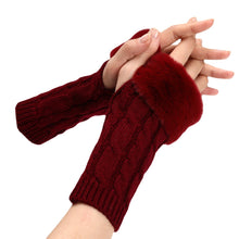 Load image into Gallery viewer, Knitted Flip-up Short Female Couple Arm Sleeve Half Finger Open Finger Wool Keep Warm Gloves