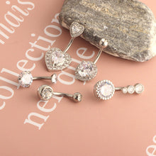Load image into Gallery viewer, Belly Ring round Copper Inlaid Zircon Navel Stud Copper Navel Buckle Ornament