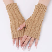 Load image into Gallery viewer, Autumn and Winter 8 Words Hemp Pattern Short Open Finger Knitting Wool Gloves Men's and Women's Knitted Warm Half Finger Arm Sleeve