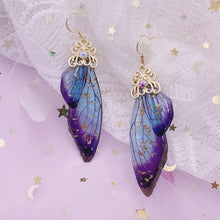 Load image into Gallery viewer, S925 Ear Hook Butterfly Earrings Temperamental Earrings Cicada Wings Gradient Color Girls Stud Earrings