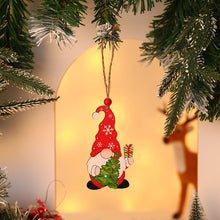 Load image into Gallery viewer, Christmas Decorations Painted Wooden Small Pendant Christmas Tree Faceless Old Rudolf Pattern Pendant