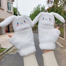 Load image into Gallery viewer, Student Writing Double-Layer Thick Warm Half Open Finger Flip Gloves for Women Autumn and Winter
