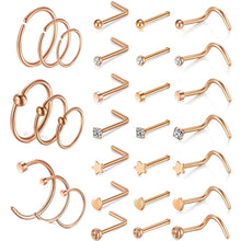 Load image into Gallery viewer, Nose Ring Set 20G Stainless Steel Studs Piercing Jewelry Piercing Jewelry