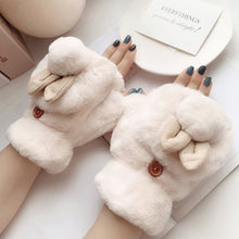 Load image into Gallery viewer, Cute Girl Student Cute Rabbit Flip Open Finger Plush Fleece Warm Gloves