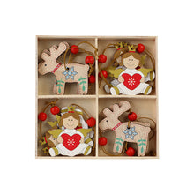 Load image into Gallery viewer, Christmas Wooden Decorative Cartoon Elk Doll Crafts Wooden Christmas Pendant