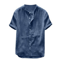 Load image into Gallery viewer, Men's Short-Sleeved Solid Color Cotton and Linen Shirt