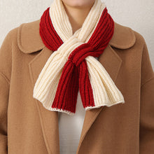 Load image into Gallery viewer, Small Scarf Short Women's Autumn and Winter Cross Knitted Scarf Korean Style Colorblock All-Matching