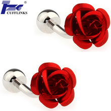 Load image into Gallery viewer, French Cufflinks Cuff Cufflink Men's Wedding Cufflinks Rose Red