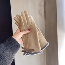 Load image into Gallery viewer, Winter Women's Korean-Style Cute Bow Fleece-Lined Thickened Autumn Riding Electric Car Cold-Proof Warm Touch Screen Gloves