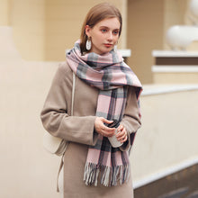Load image into Gallery viewer, Women's Scarf Winter 2023 New Artificial Cashmere Scarf Color-Contrast Check Printed Shawl Fringe Bib