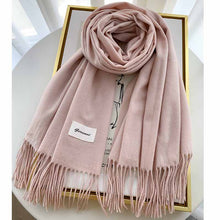 Load image into Gallery viewer, 2023autumn and Winter Cashmere Scarf Texture Solid Color Tassel Warm Long Wrap All-Matching Thickened Couple Scarf