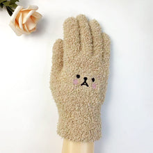 Load image into Gallery viewer, Bear Embroidery Cute Cartoon Student Thickened Warm Lady Winter Knitting Plush Gloves