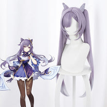 Load image into Gallery viewer, Genshin Impact Keqing Cosplay Wig Ke Qing Long Ponytails Purple Heat Resistant Hair Synthetic Cosplay Wigs