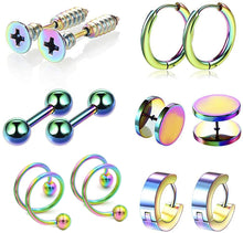 Load image into Gallery viewer, Earrings Set 12 Hip Hop Ear Accessories Barbell Zircon Earrings Ear Clips