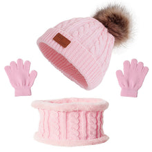 Load image into Gallery viewer, Children's Hat Scarf Gloves Three-Piece Set Autumn and Winter New Single Ball Baby Hat