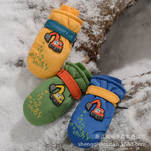 Load image into Gallery viewer, Winter New Children's Ski Gloves Cartoon Excavator Windproof Non-Slip Velvet Thickening