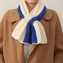 Load image into Gallery viewer, Small Scarf Short Women's Autumn and Winter Cross Knitted Scarf Korean Style Colorblock All-Matching