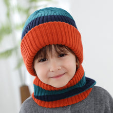 Load image into Gallery viewer, Knitted Hat Children's 2023 Autumn and Winter New Hat Scarf Set Striped Knitted Wool Hat