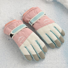 Load image into Gallery viewer, Women's Ski Gloves Fleece Lined Padded Warm Keeping Color Matching Five Finger Full Touch Screen Wind and Skid Cycling Gloves
