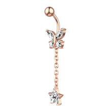 Load image into Gallery viewer, Chain Pentagram Zircon Belly Ring Navel Stud Piercing Jewelry