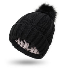 Load image into Gallery viewer, Popular Protection Hairstyle Silky Stretch Satin Knitted Hat Loose and Warm Woolen Cap Ladies